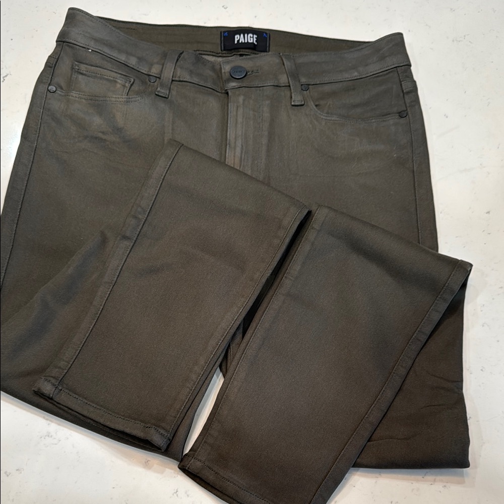 Paige Olive Green Skinny Jeans